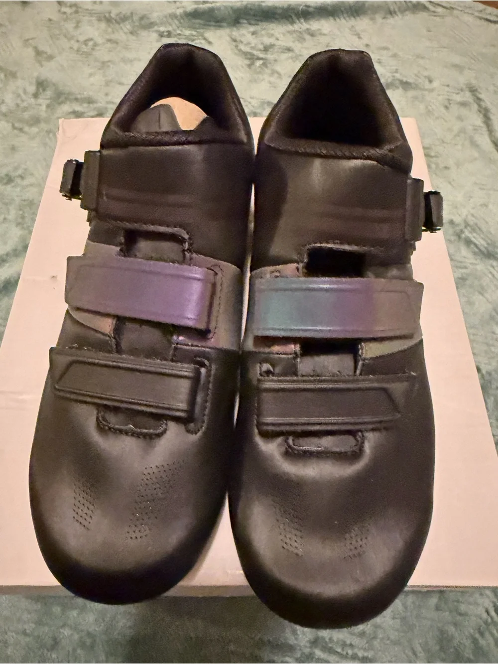 Kids Black Athletic Shoes with Iridescent Straps